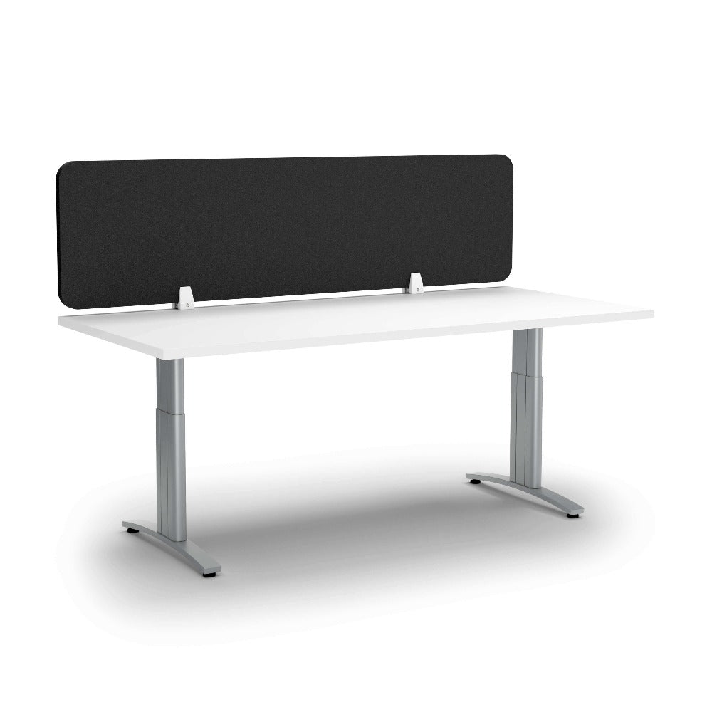 nz made black desk divider clamped onto standing desk