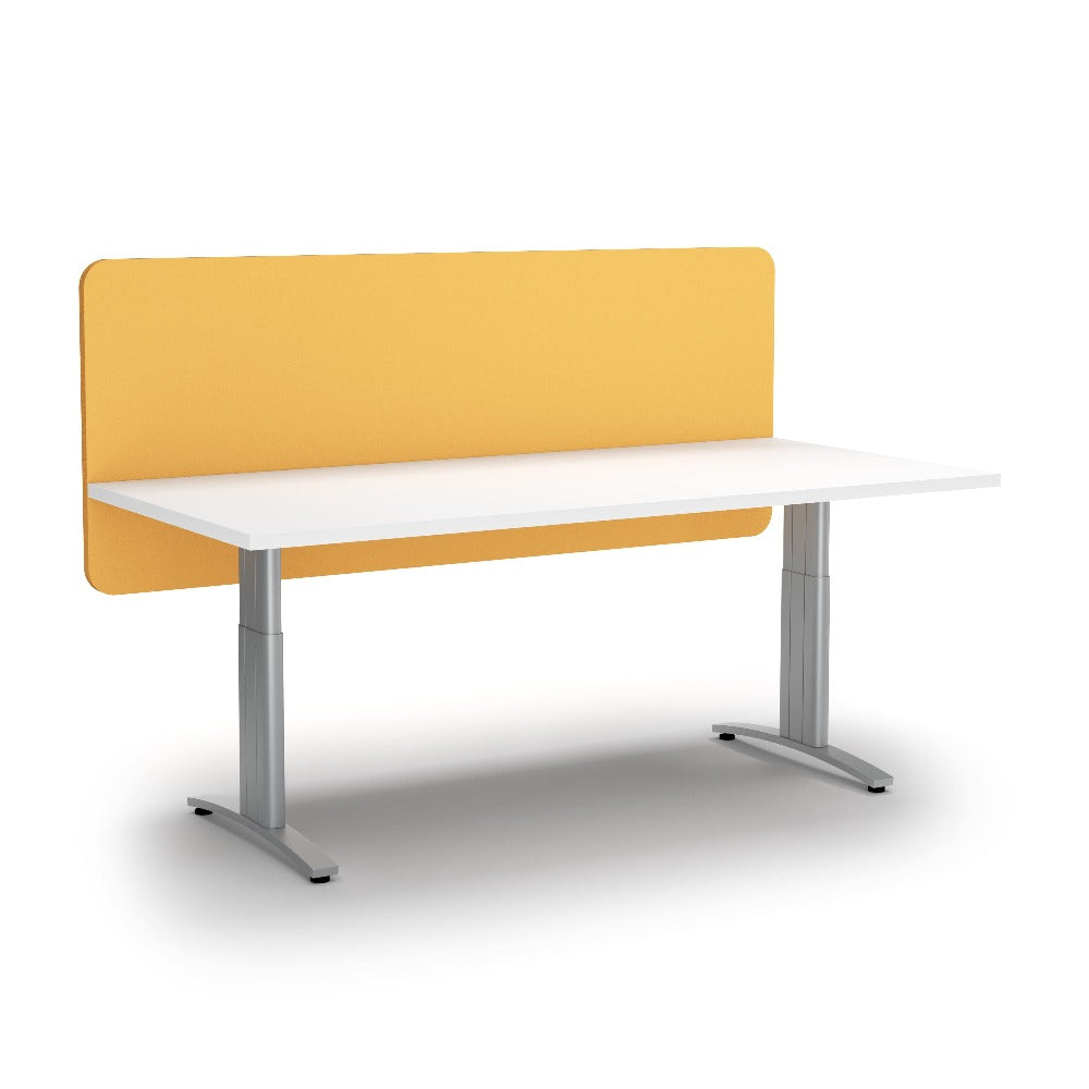 yellow coloured full cover desk screen on electrical desk