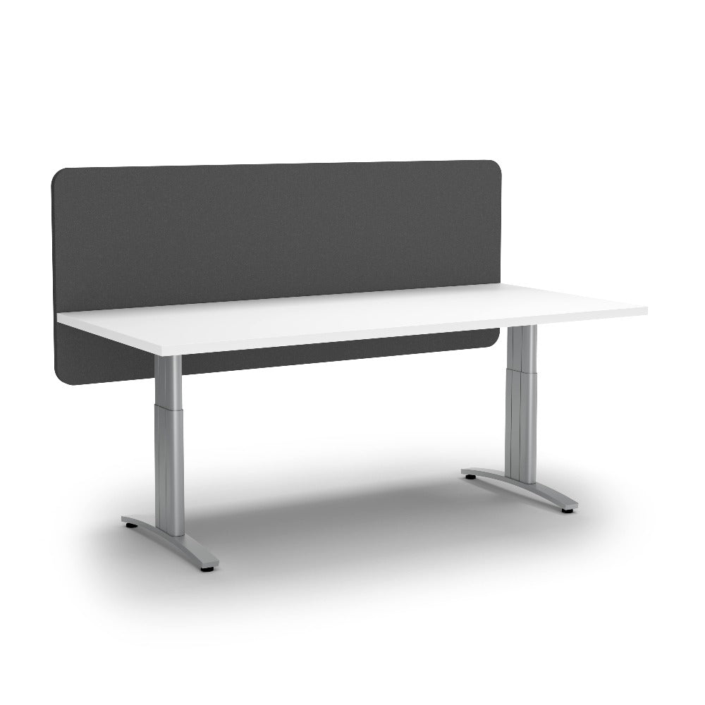 dark grey coloured full cover desk screen on electrical desk