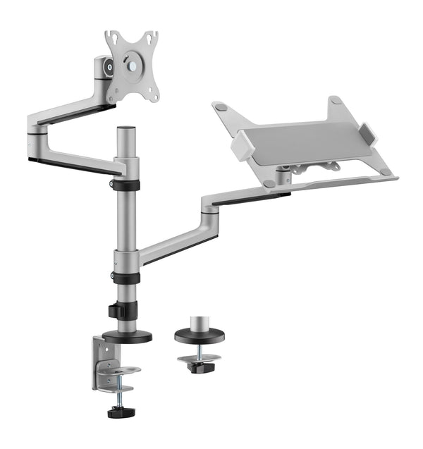 Dual Arm Premium Articulating Monitor Arm and Laptop Tray(17"-32" Screens)