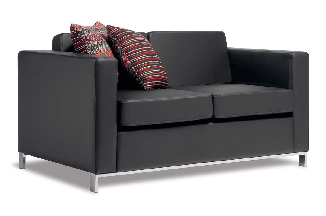reception sofa with red cushions