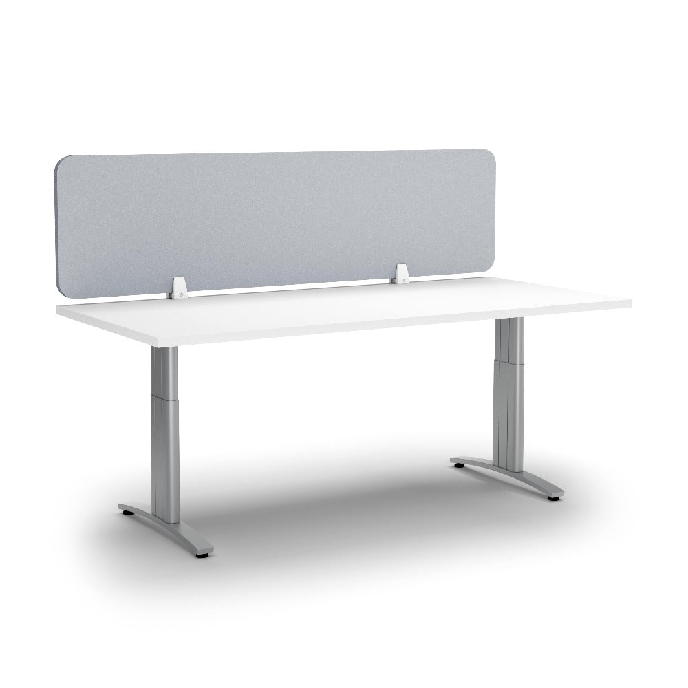 nz made light grey desk divider clamped onto standing desk