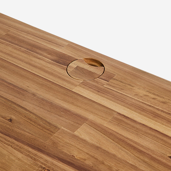 hard wood desk with cable cap