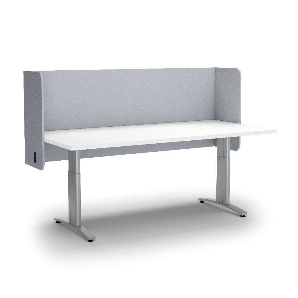 light grey coloured divider surrounding standing desk