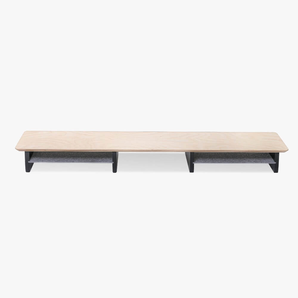 dual monitor stand in light birch wood