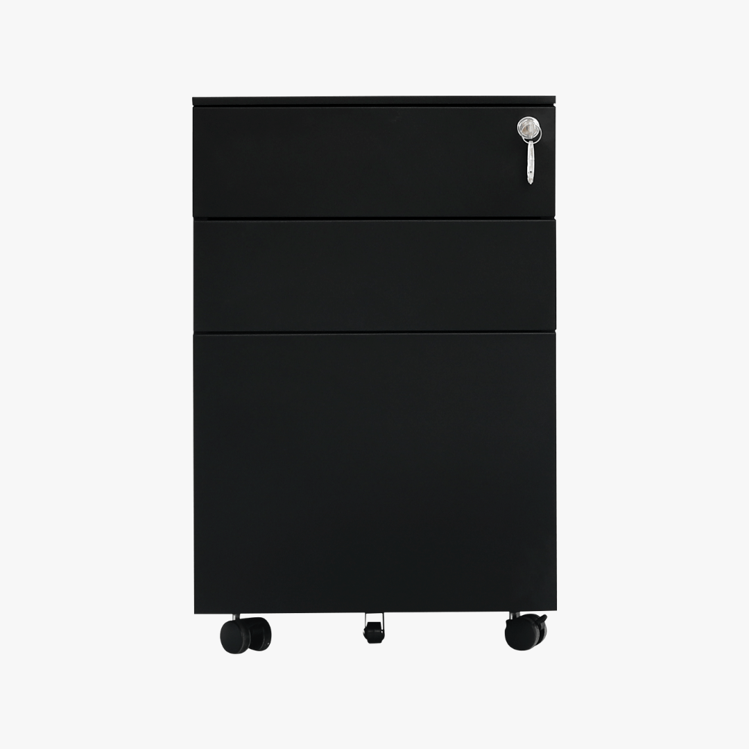 matte black office storage with key