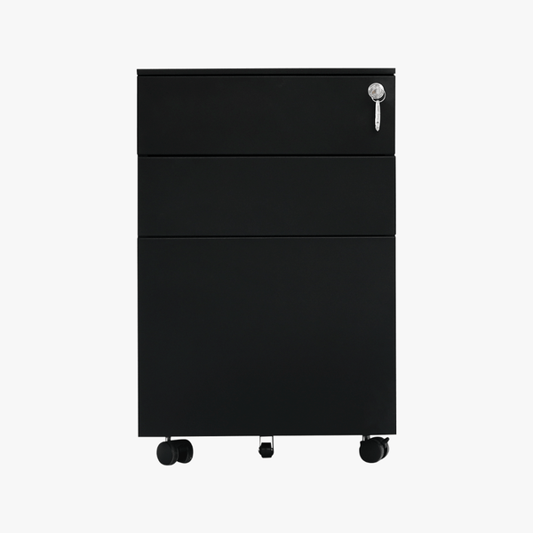 matte black office storage with key