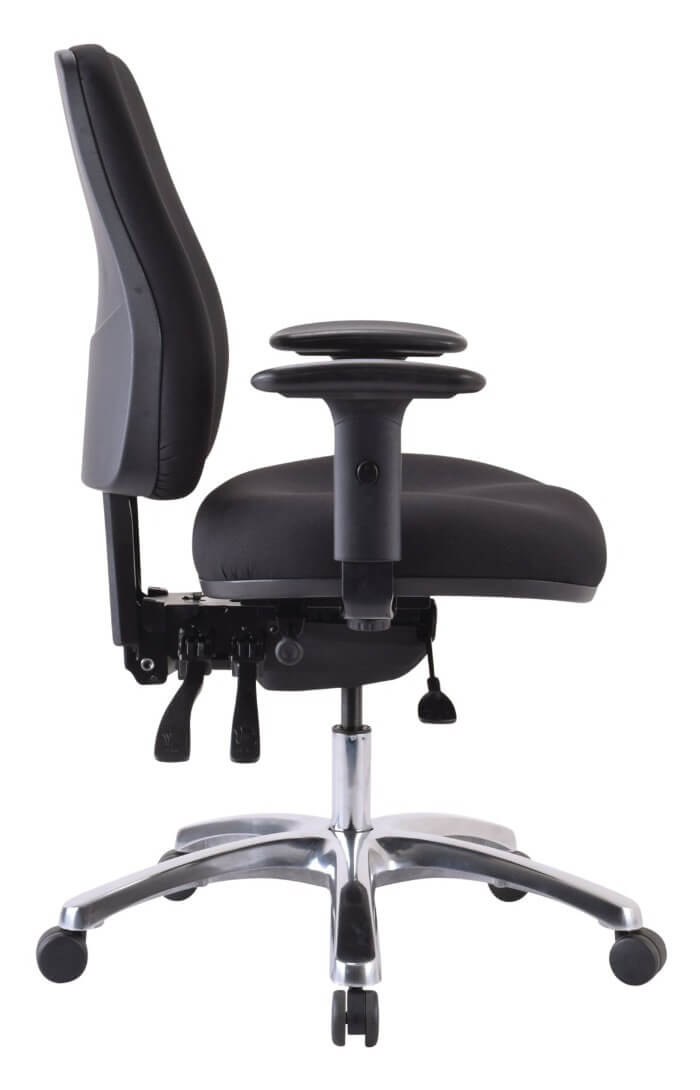 side view of commercial chair in black