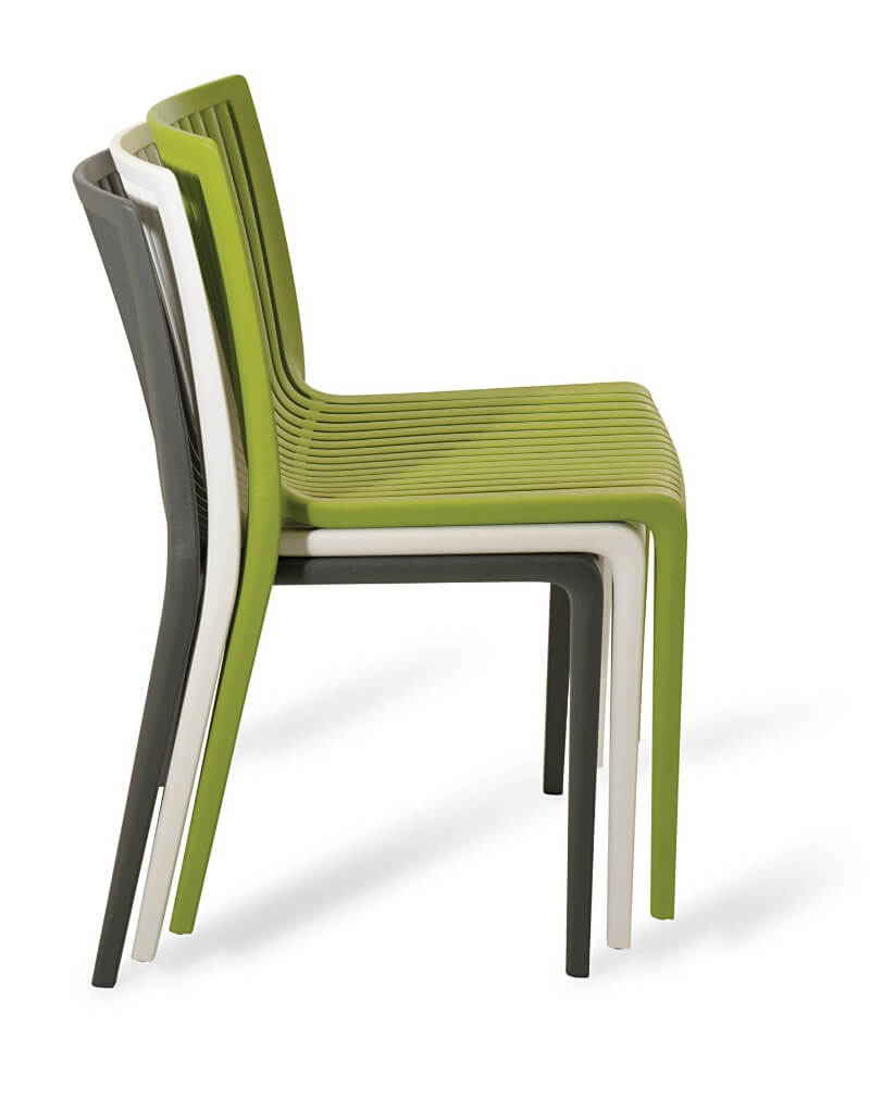 three office chair stacked