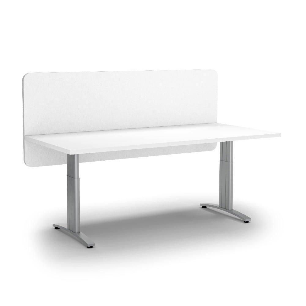 white coloured full cover desk screen on electrical desk