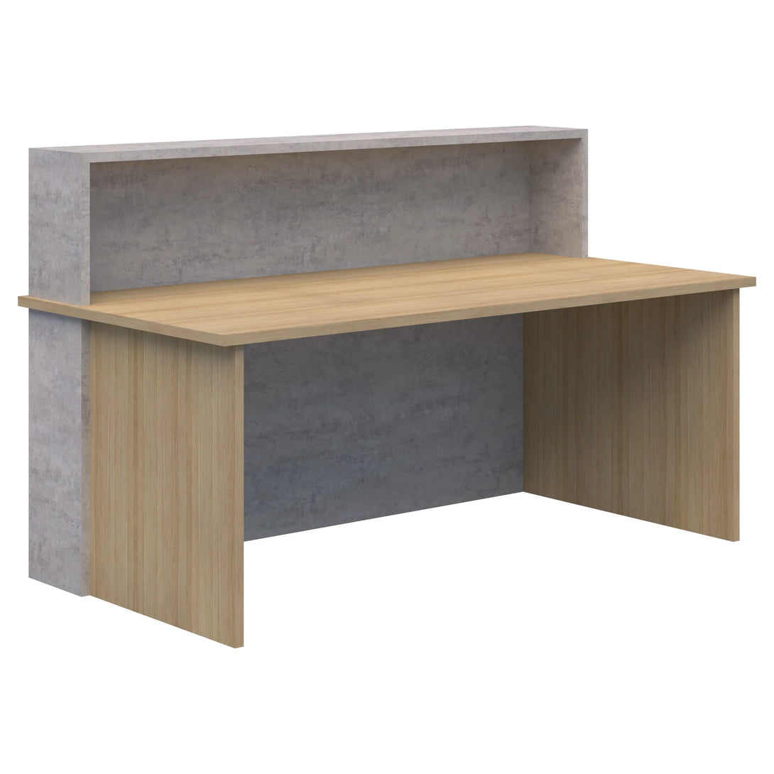 oak table with reception counter