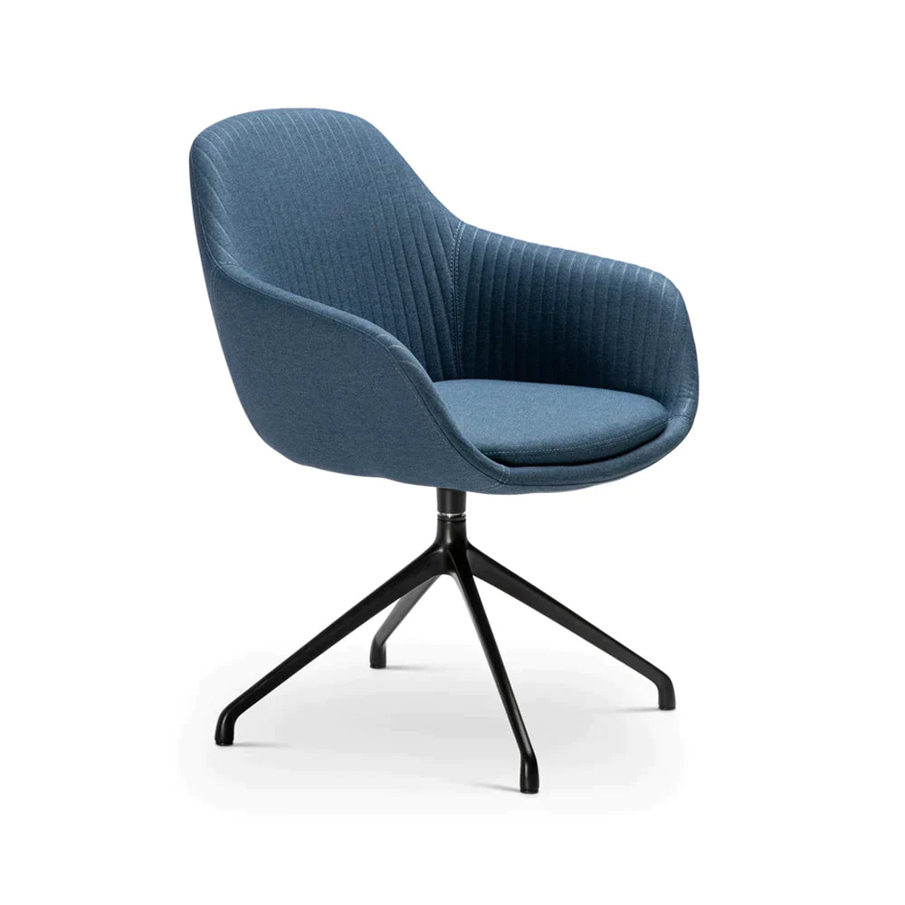 side of blue ava chair
